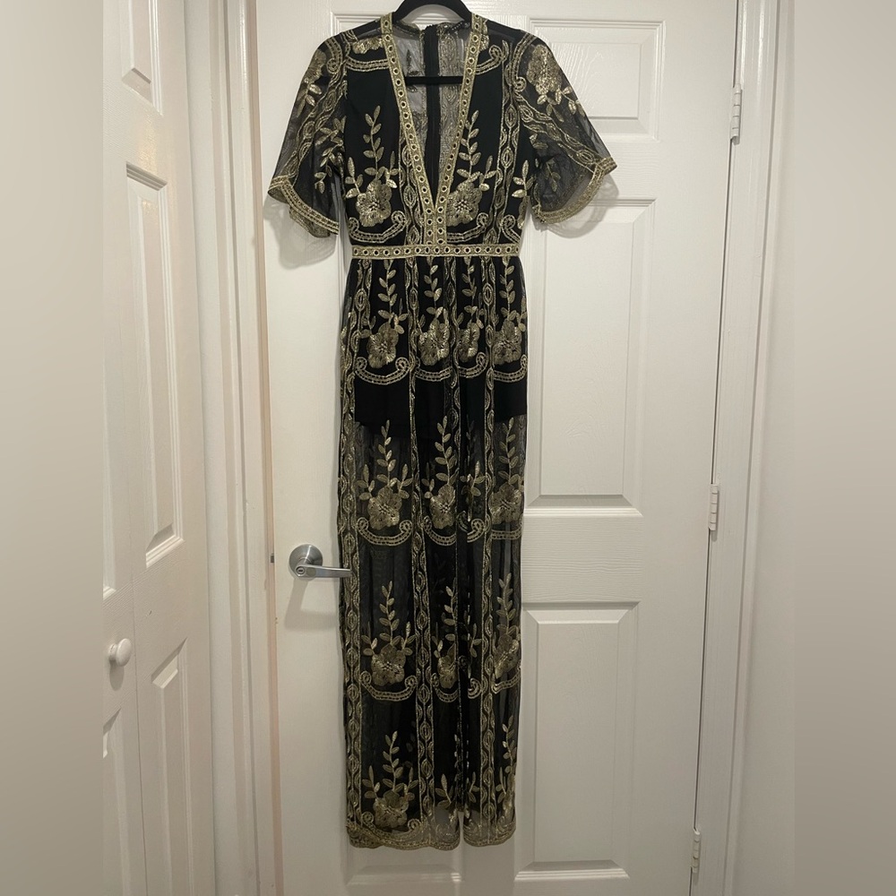 Romper Dress - Black and Gold
